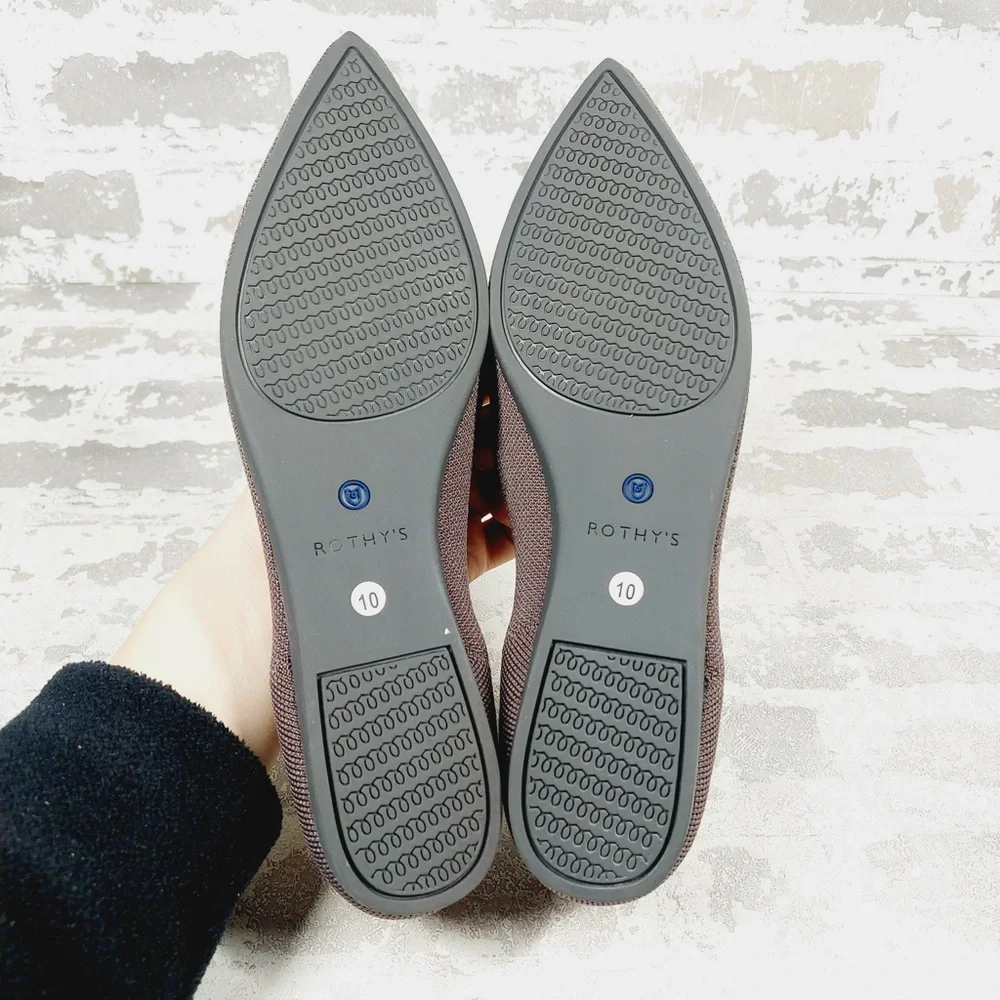 NEW Rothy's The Flat Tan Knit Pointy Toe Slip On Loafers H825 - Picture 6 of 7